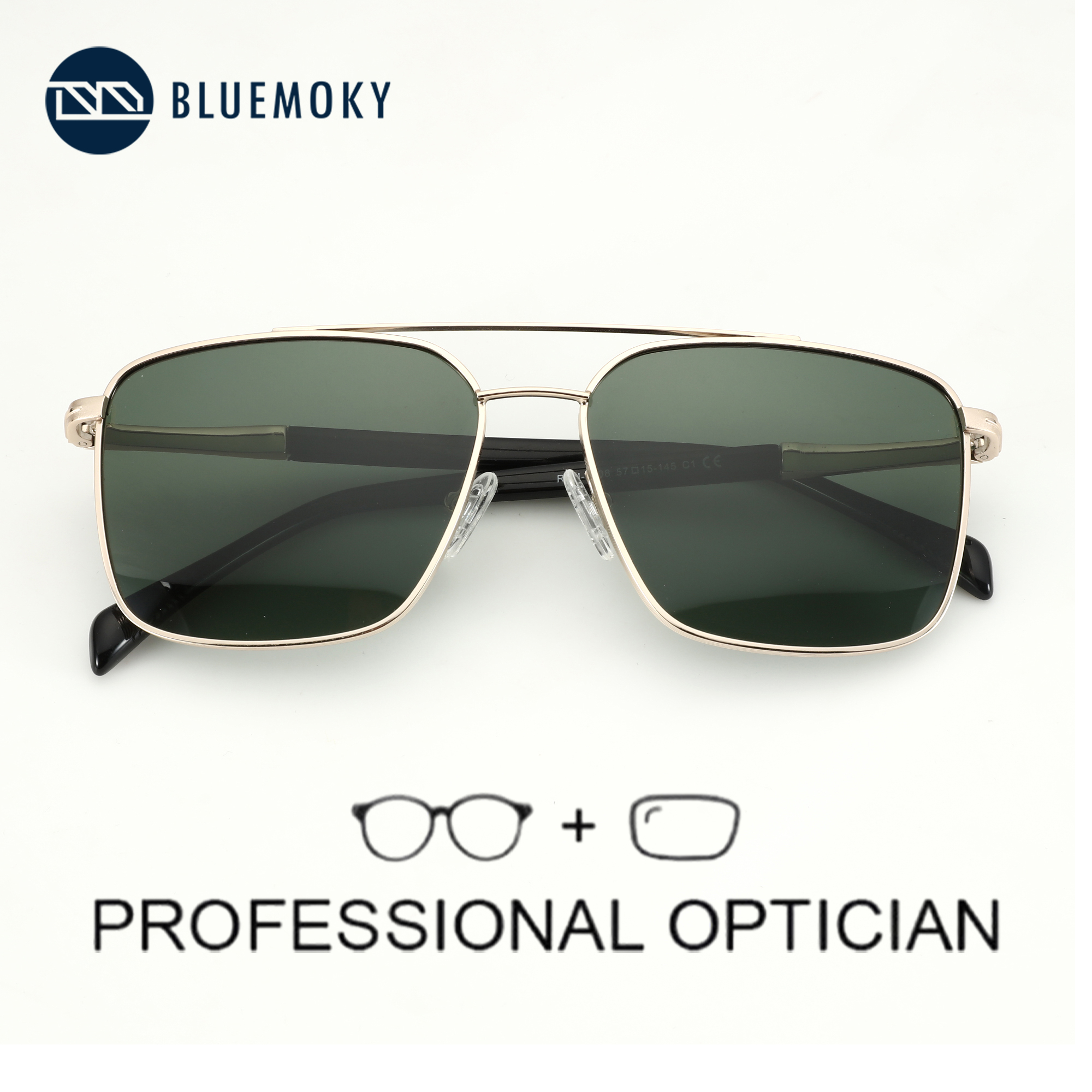 Sunglasses Aviator Polarized - BLUEMOKY L Size Fashion Metal Aviator