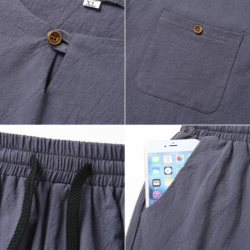 High-quality fashionable men's – Short Linen Drawstring Bewertung und Preis