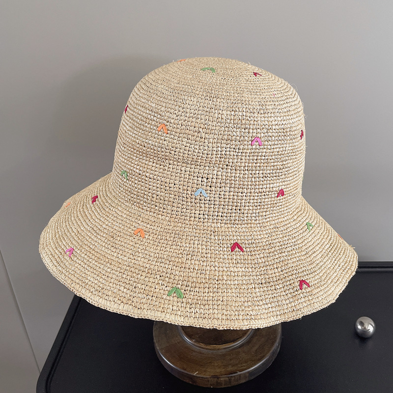 Women Embroidery Heart Raffia  – Bucket Hat Straw Bewertung und Preis
