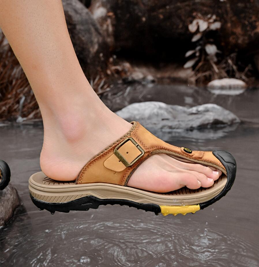 Genuine Leather Sandals Men Br – Flip Flop Leather Men Bewertung und Preis
