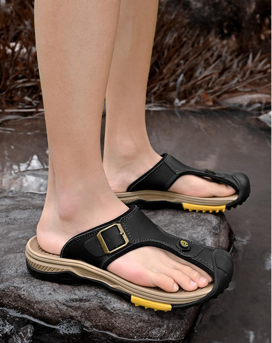 Genuine Leather Sandals Men Br – Flip Flop Leather Men Bewertung und Preis