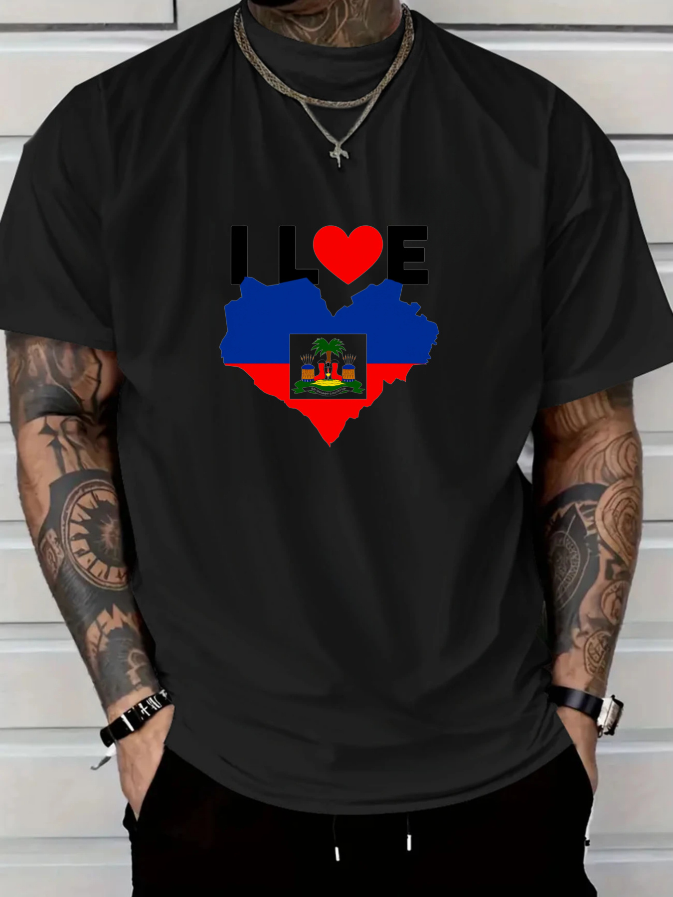 Men's I Love Haiti Heart Flag  – Tee Graphic Print Bewertung und Preis