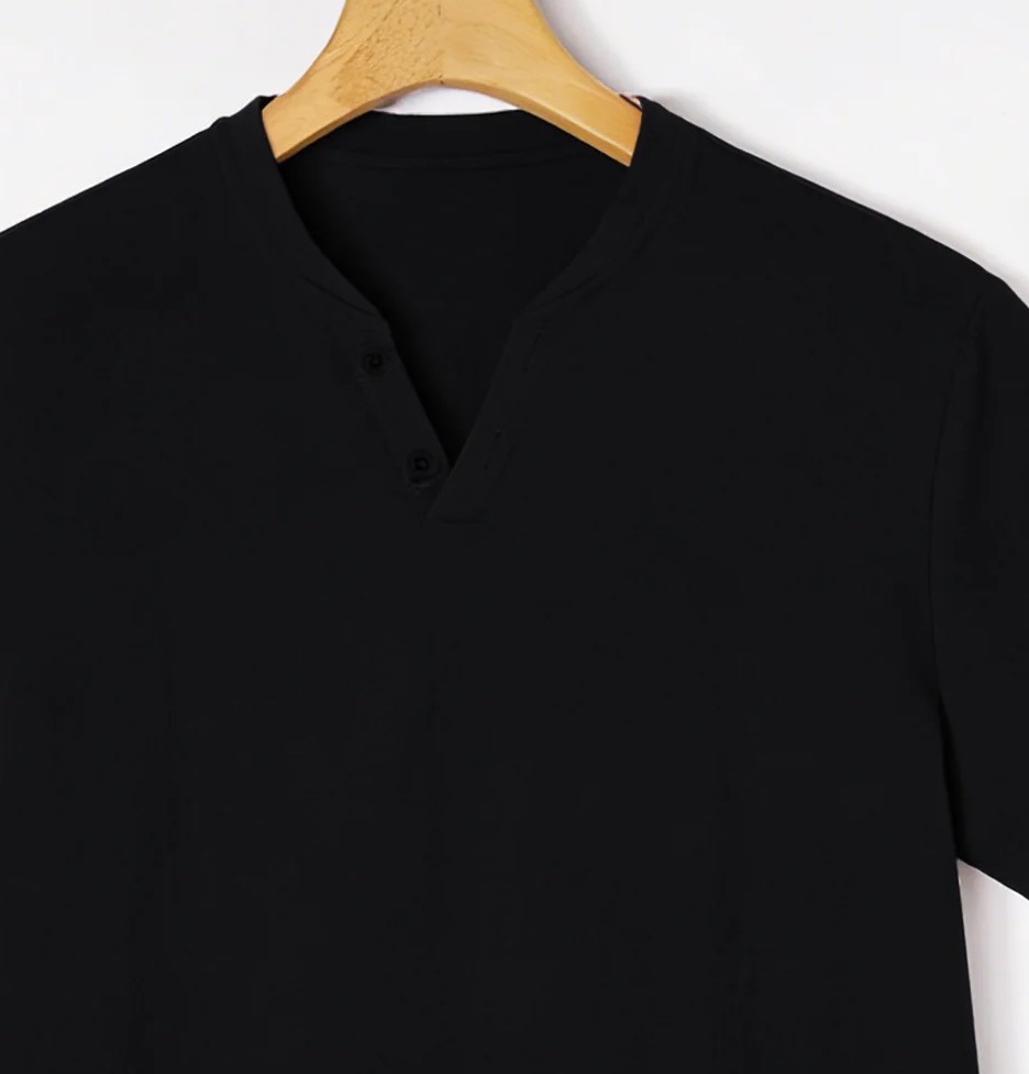 Elegant Black Henley Short-Sle – Linen Shirt Breathable Bewertung und Preis
