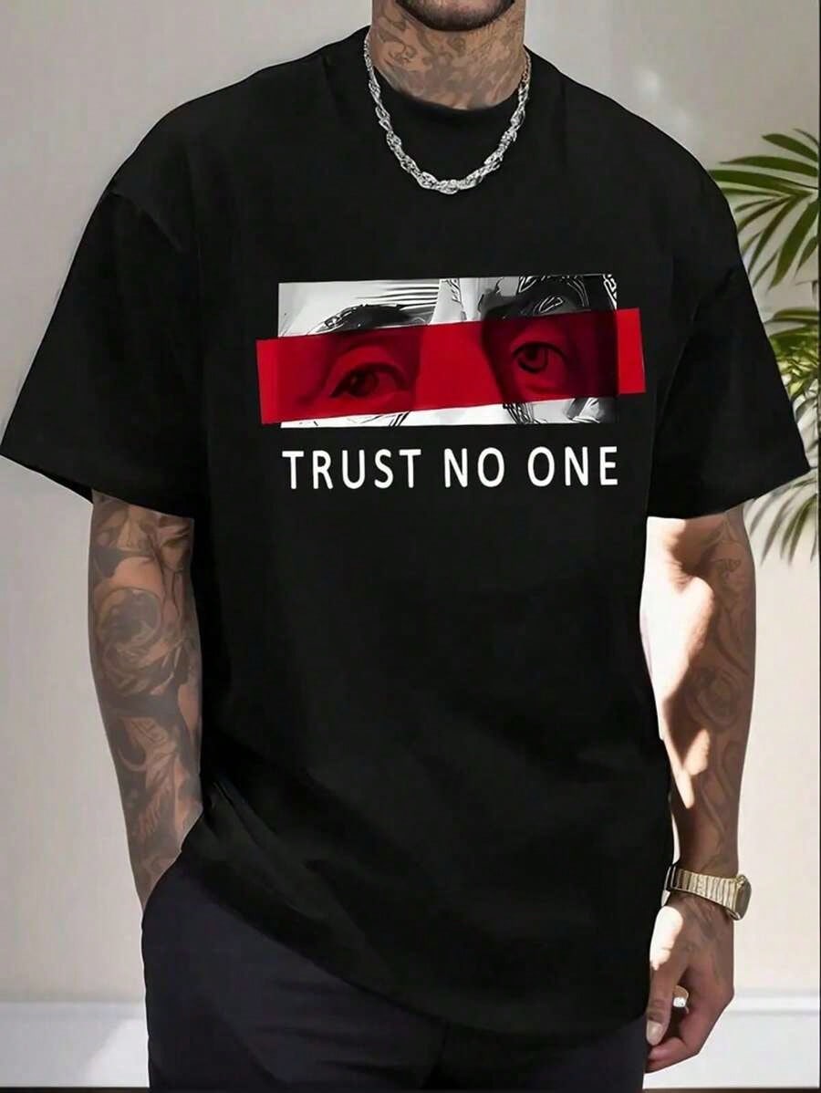 Black Cotton Graphic Tee with  – Tee Graphic Print Bewertung und Preis