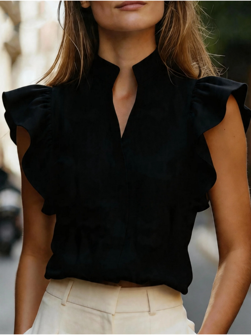 Sleeveless Ruffle Sleeve Top S – Shirt Camp Collar Bewertung und Preis