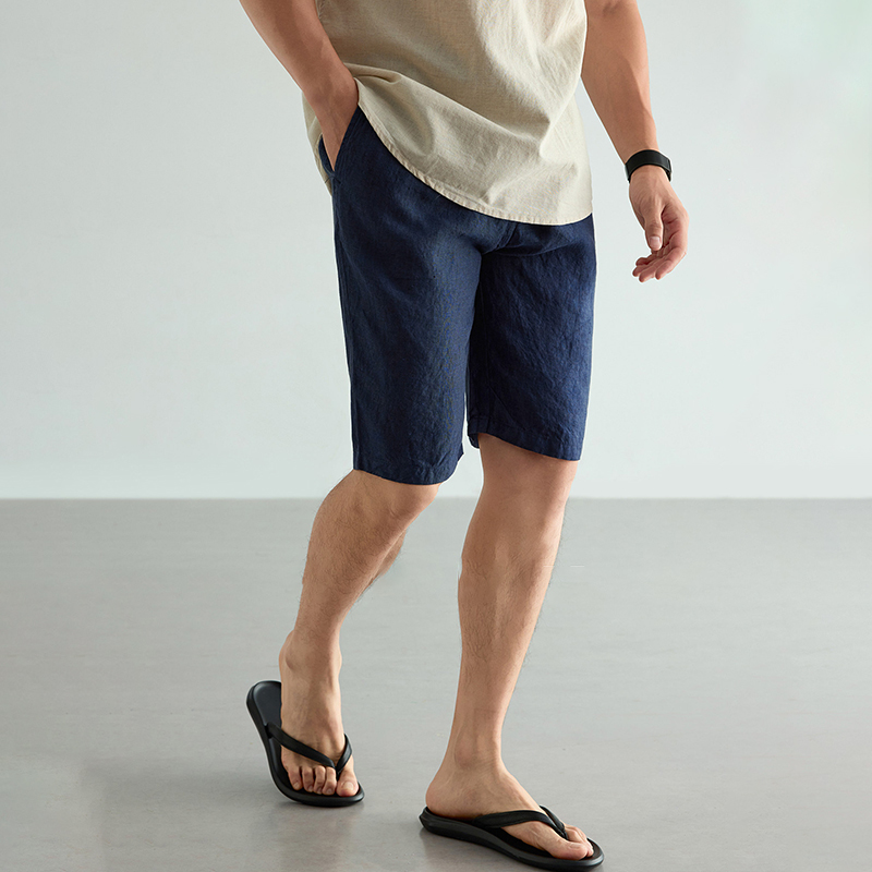 Men's Linen Cotton Shorts Summ – Short Linen Drawstring Bewertung und Preis