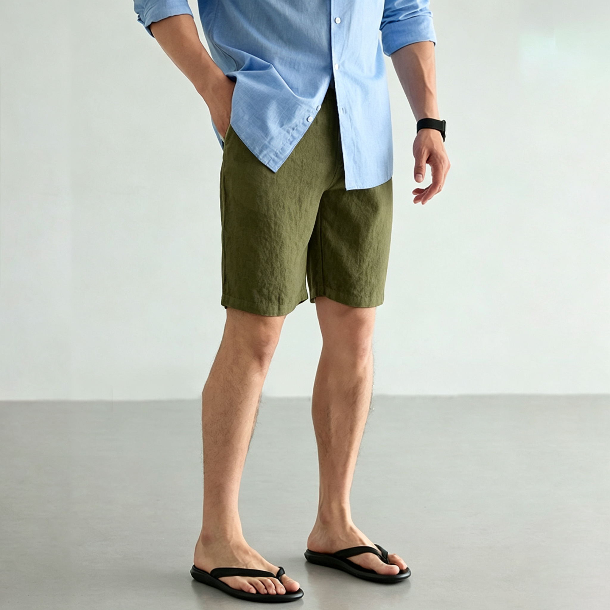 Men's Linen Cotton Shorts Summ – Short Linen Drawstring Bewertung und Preis