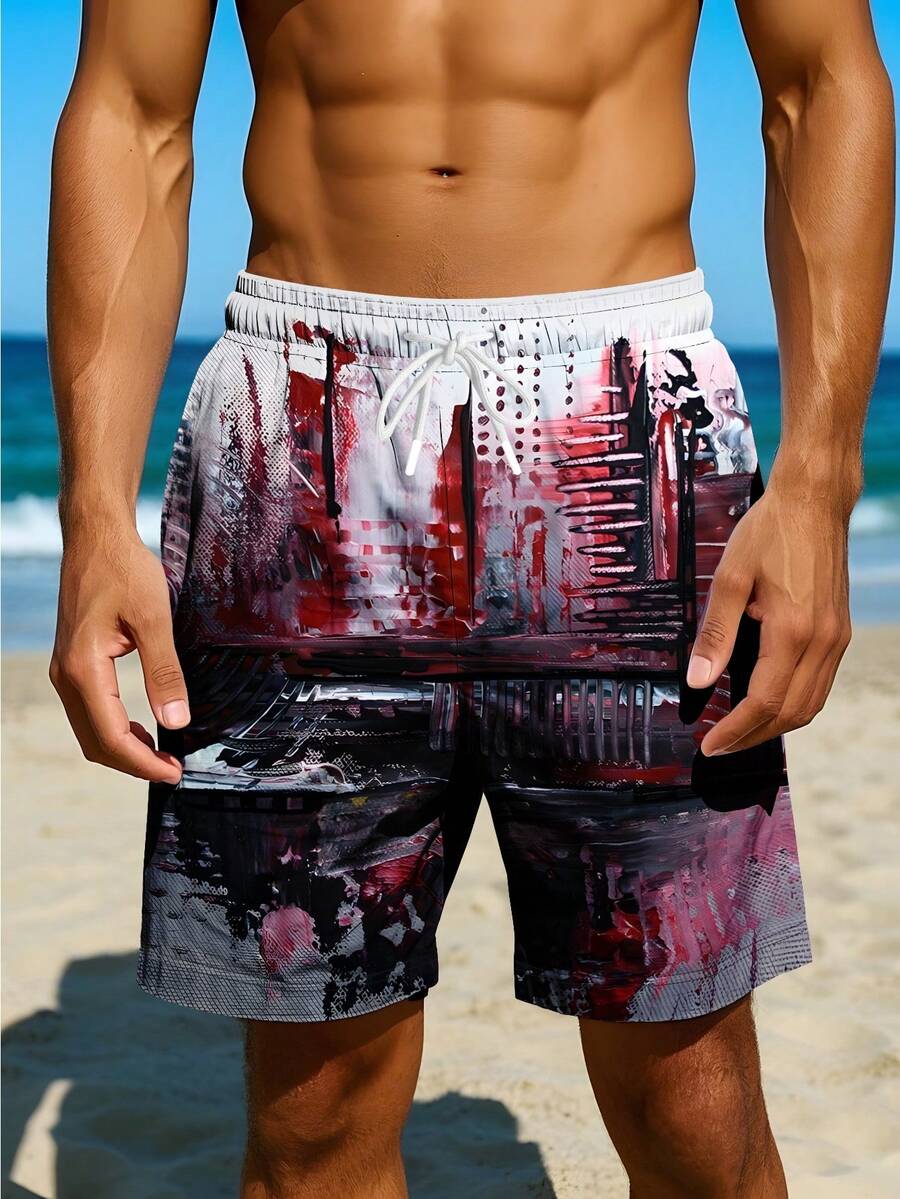 Mens Abstract Print Beach Shor – Swim Trunk Quick Dry Bewertung und Preis