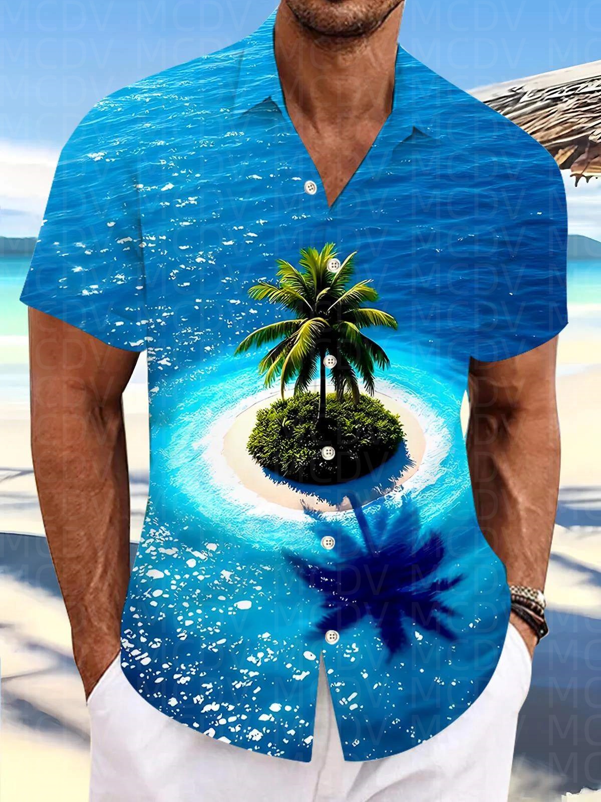 Motorcycle Pattern Men's Hawai – Shirt Camp Collar Bewertung und Preis