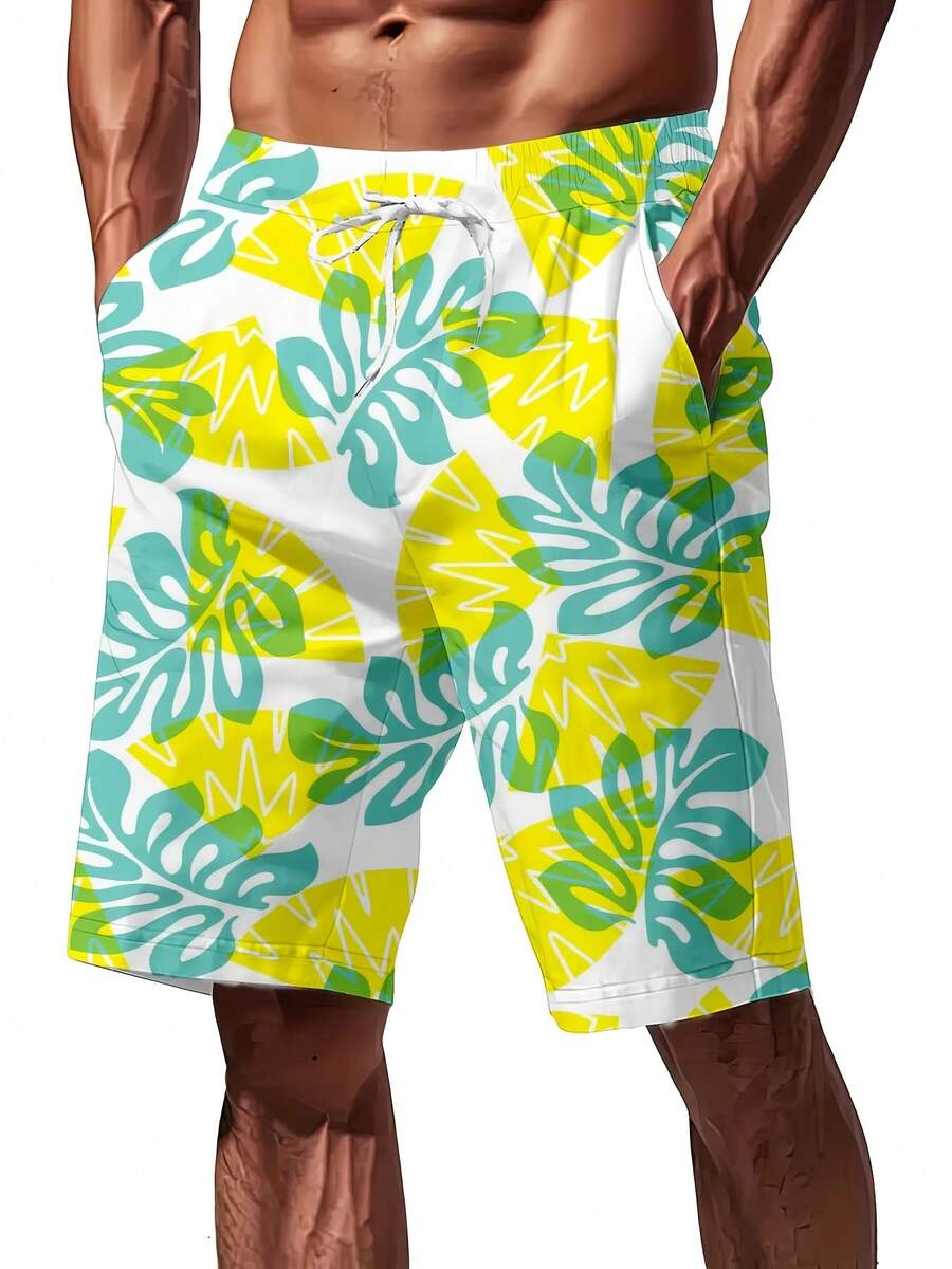Mens Tropical Leaf Print Swim  – Swim Trunk Quick Dry Bewertung und Preis