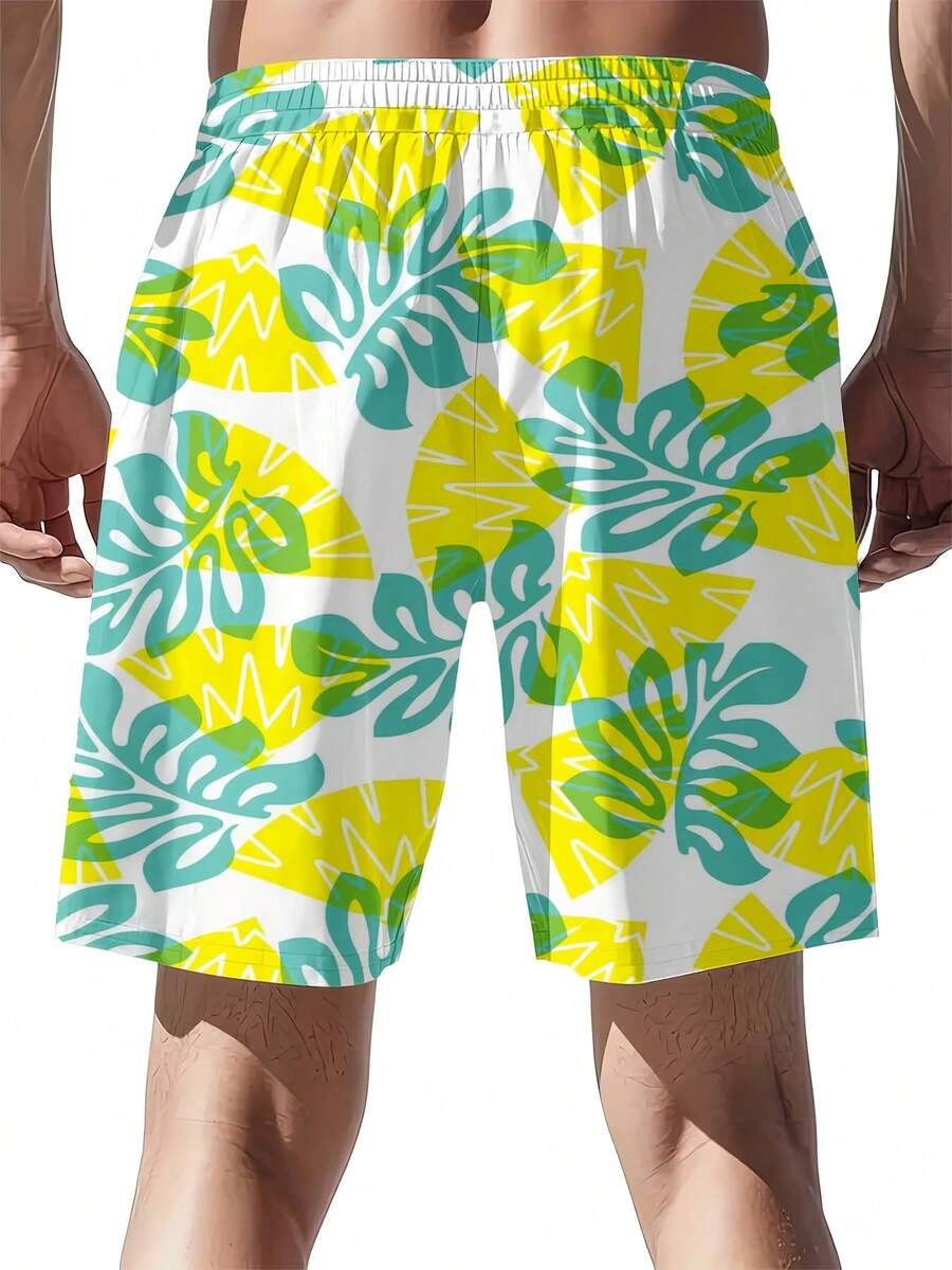Mens Tropical Leaf Print Swim  – Swim Trunk Quick Dry Bewertung und Preis