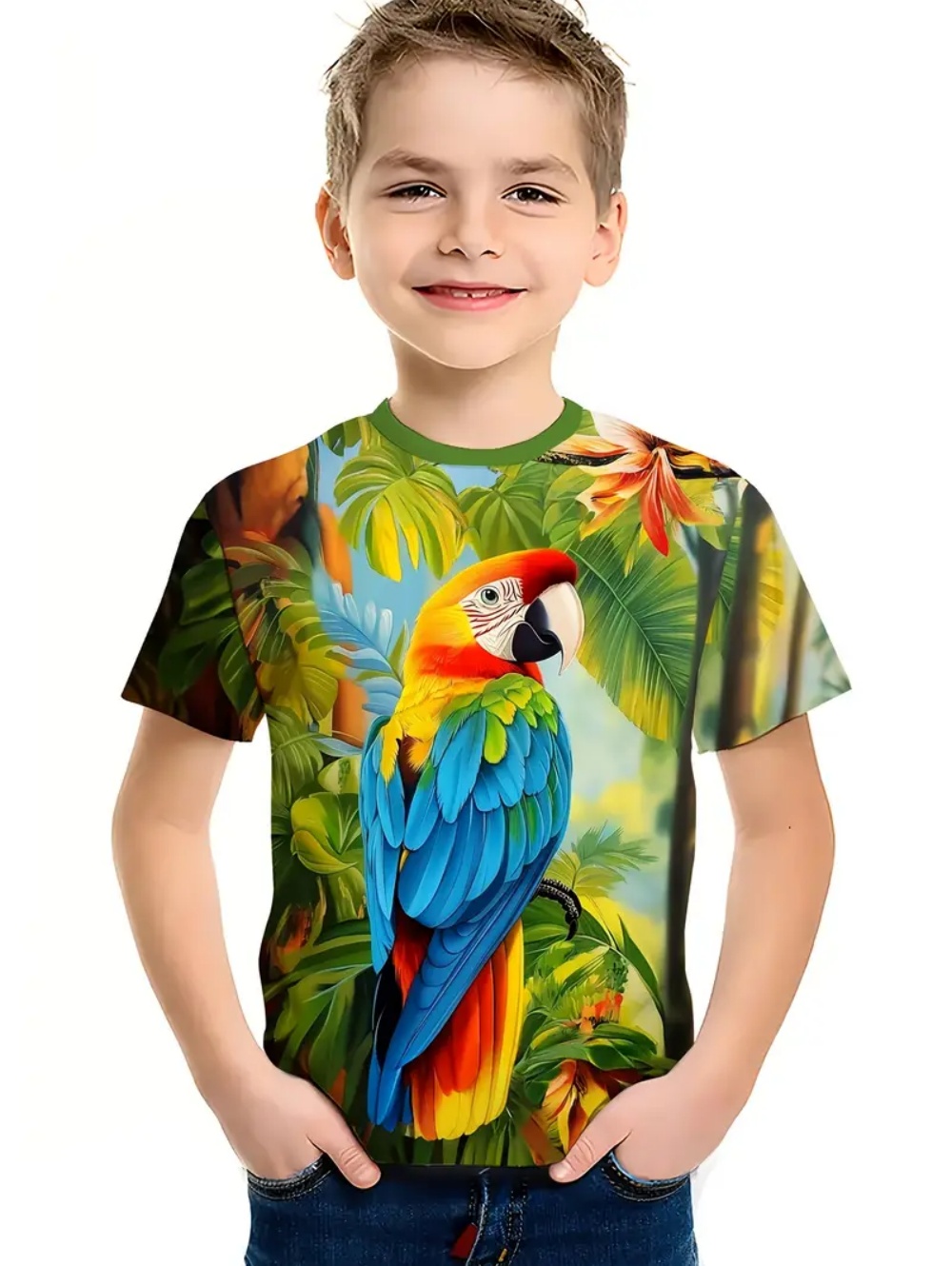 Kids' Tropical Macaw Parrots B – Tee Graphic Print Bewertung und Preis
