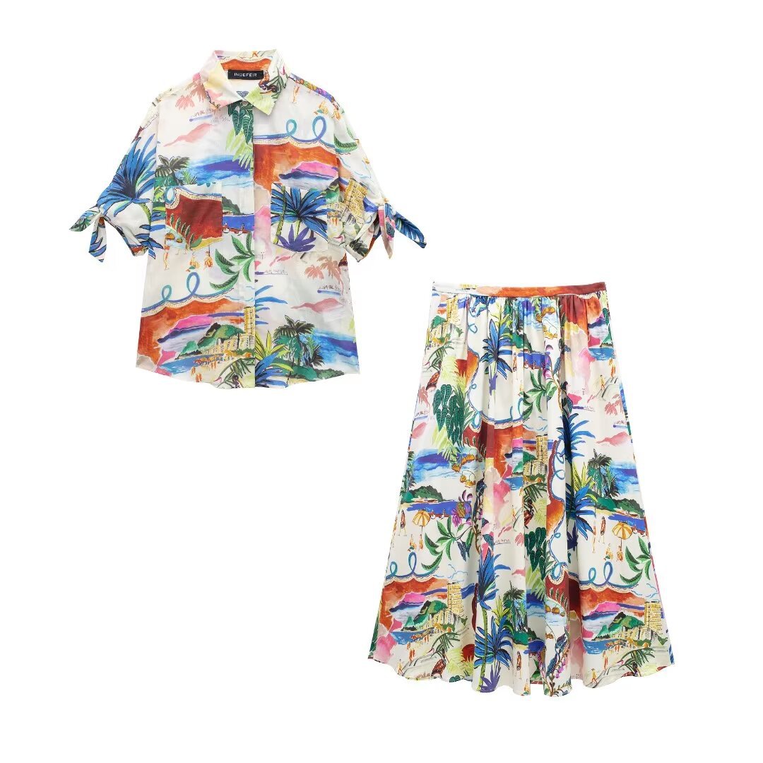 Chic Printed Lapel Single Brea – Resort Shirt Floral Bewertung und Preis