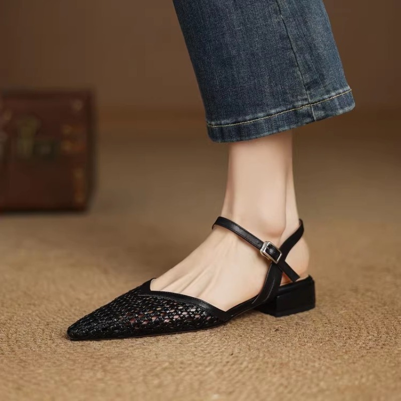 French pointed-toe woven high- – Casual Sandal Leather Bewertung und Preis