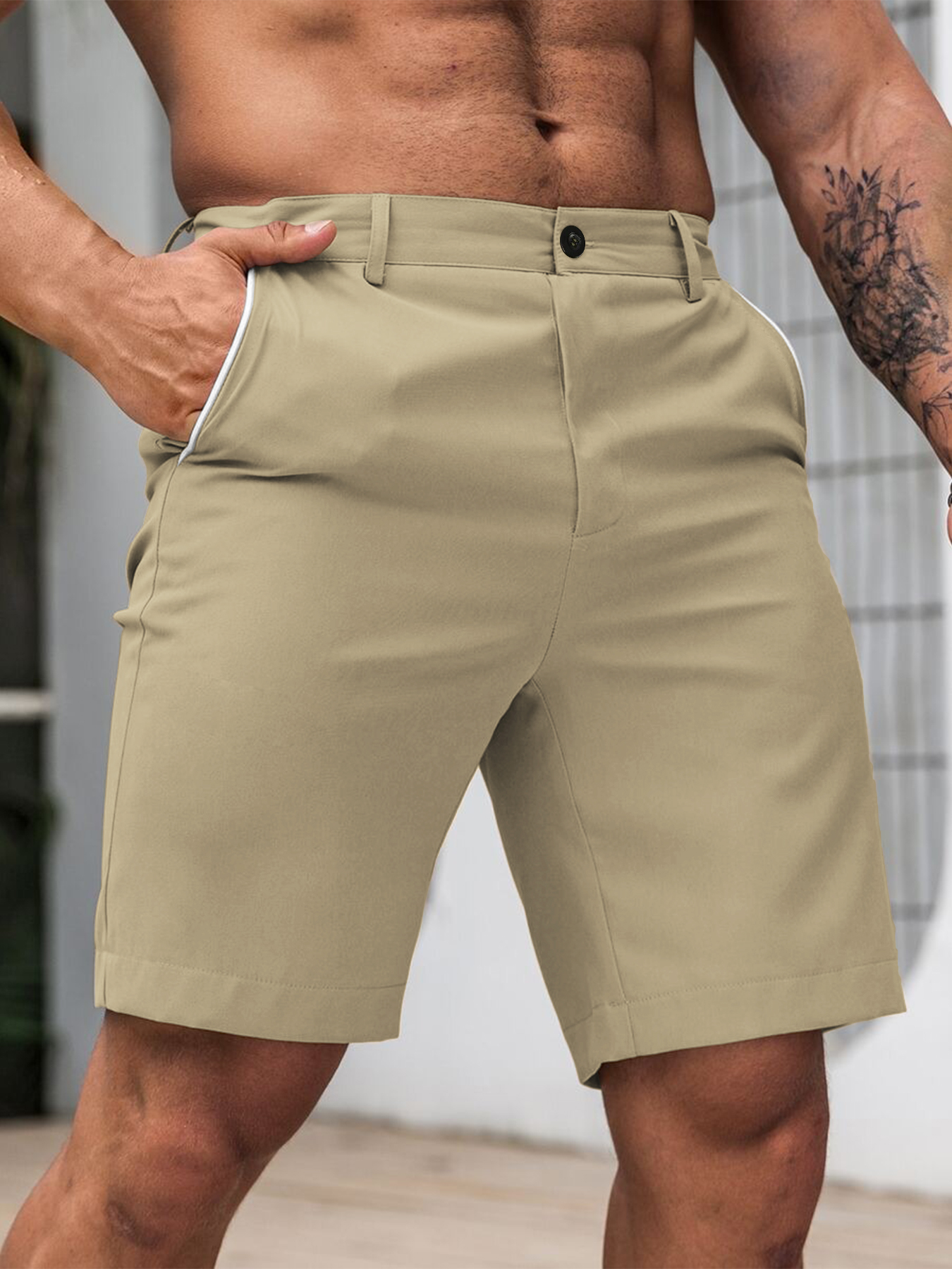 Men's Contrast Trim Chino Shor – Shorts Chino Slim Bewertung und Preis