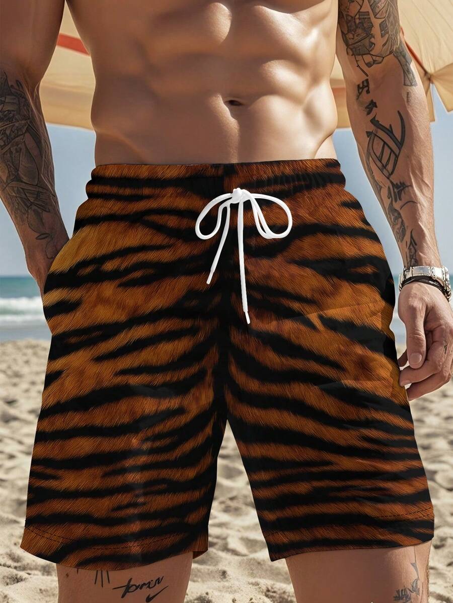 Mens Tiger Print Beach Shorts  – Swim Trunk Quick Dry Bewertung und Preis