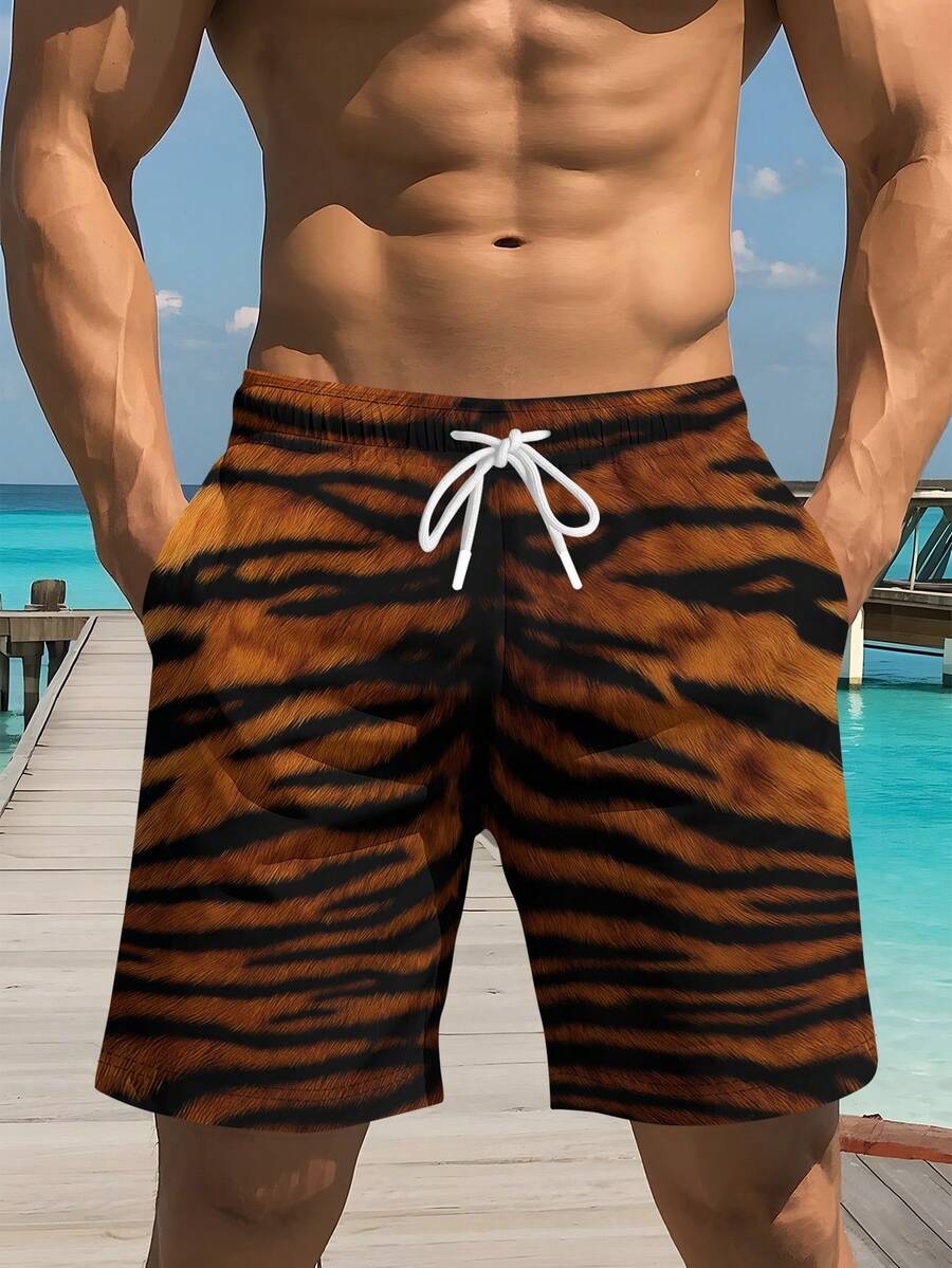 Mens Tiger Print Beach Shorts  – Swim Trunk Quick Dry Bewertung und Preis