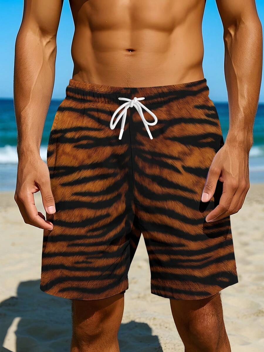 Mens Tiger Print Beach Shorts  – Swim Trunk Quick Dry Bewertung und Preis