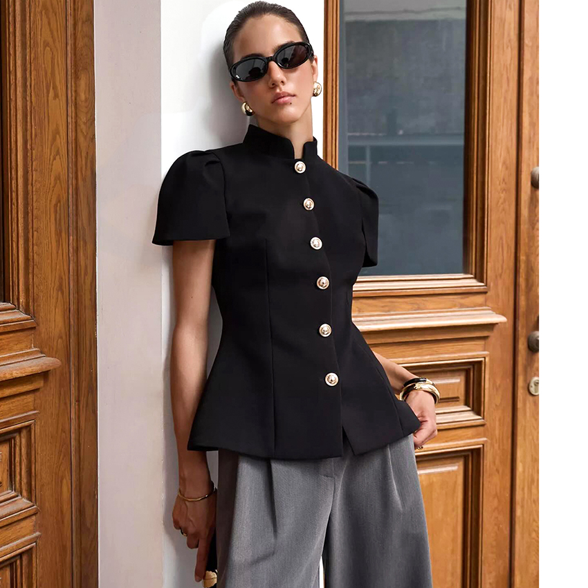 Linad Vintage Black Short Puff – Shirt Camp Collar Bewertung und Preis