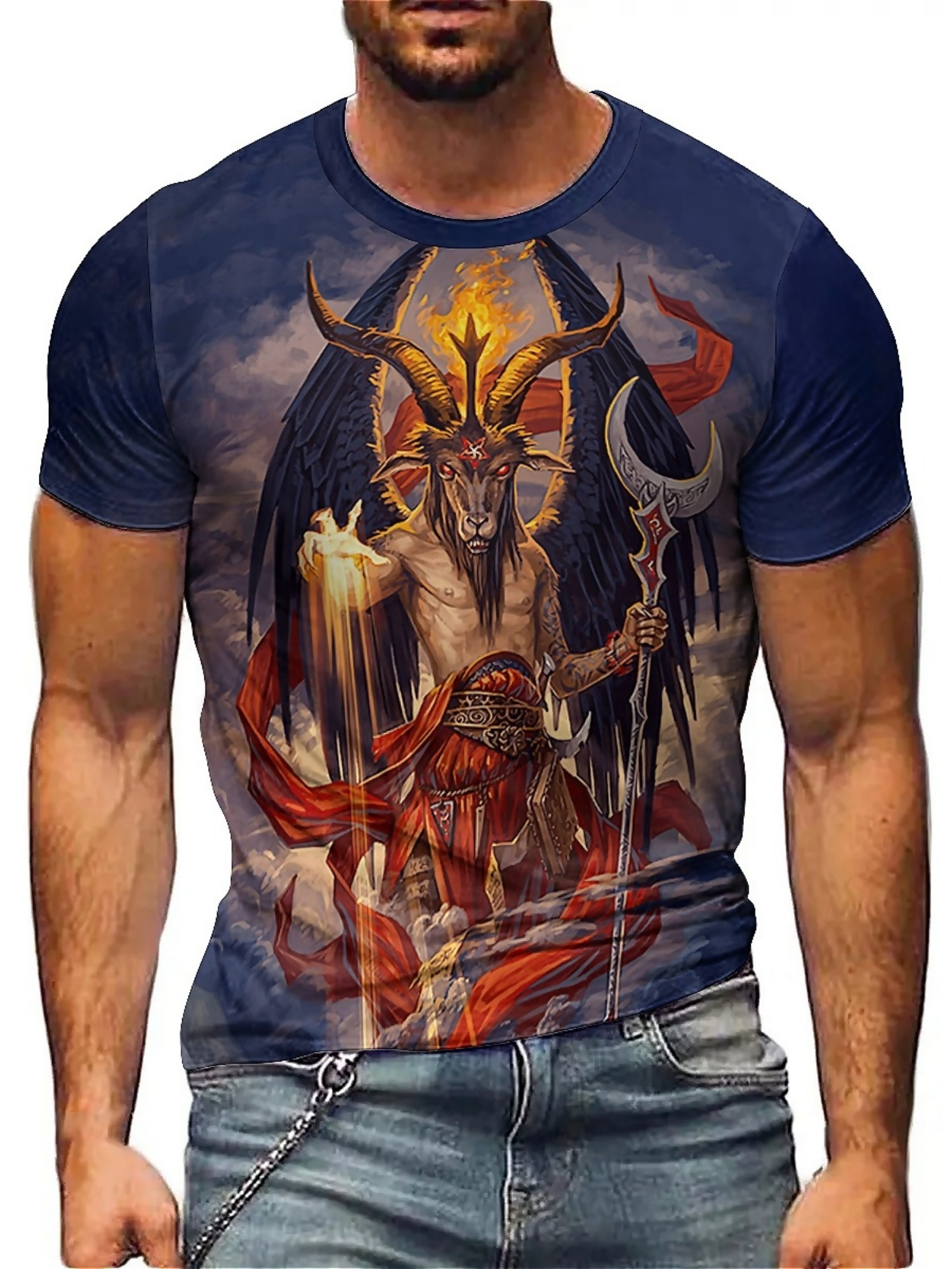 Men's 3D Demon Print T-Shirt | – Tee Graphic Print Bewertung und Preis