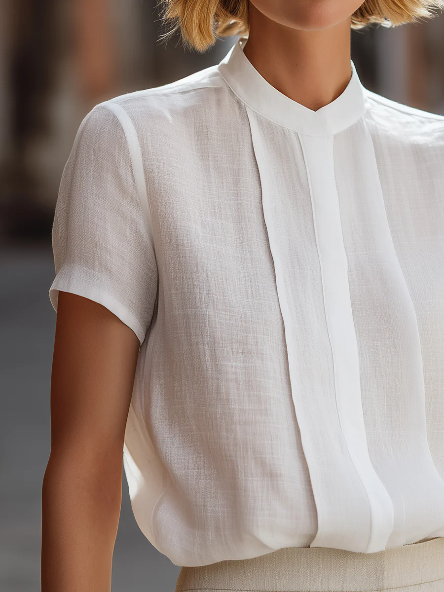 Women's Short Sleeve Pleated F – Shirt Camp Collar Bewertung und Preis