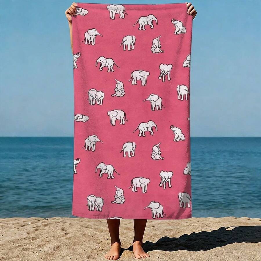 Elephant Pattern, Pink Backgro – Beach Towel Large Bewertung und Preis