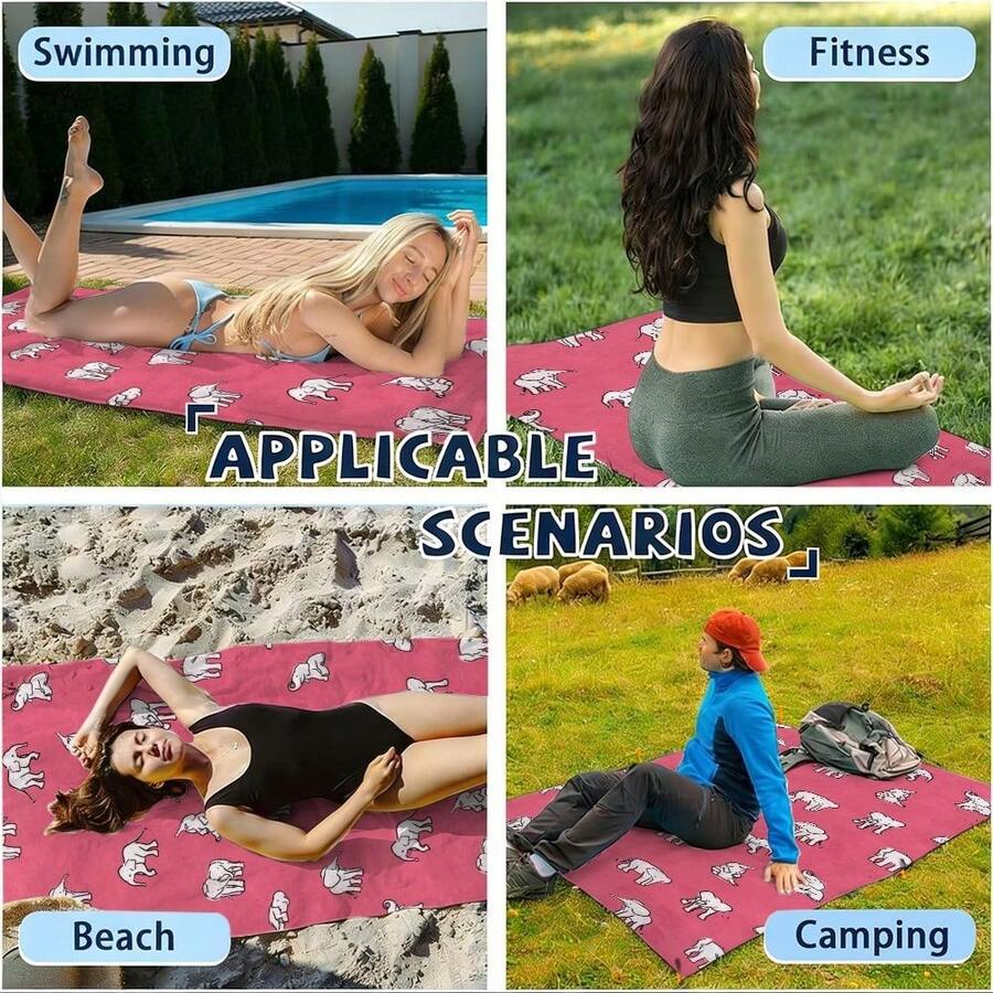 Elephant Pattern, Pink Backgro – Beach Towel Large Bewertung und Preis