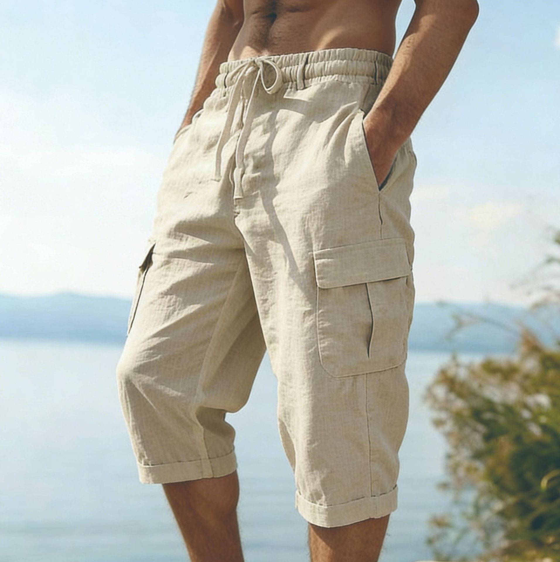 Men Summer Cotton Linen Shorts – Short Linen Drawstring Bewertung und Preis