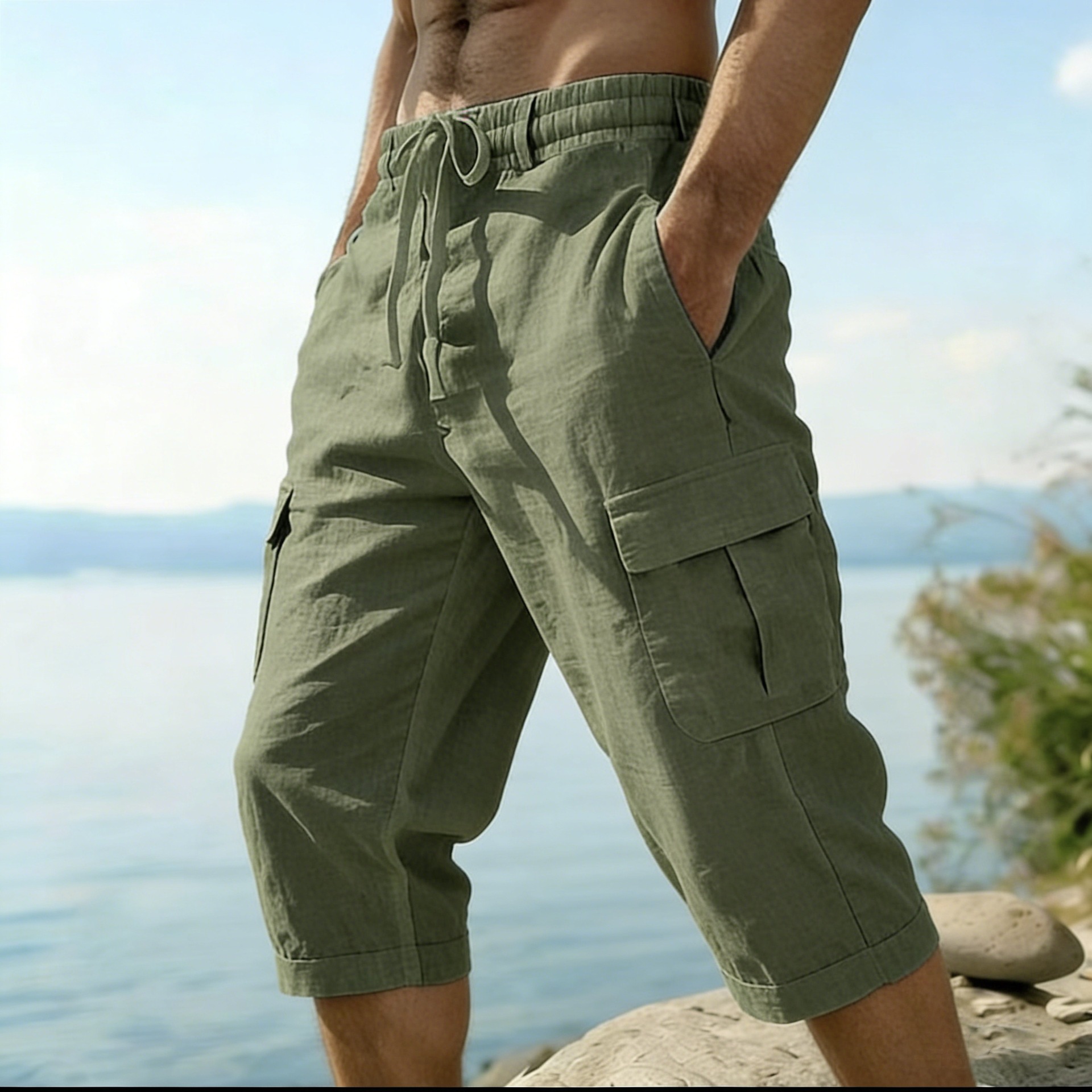 Men Summer Cotton Linen Shorts – Short Linen Drawstring Bewertung und Preis